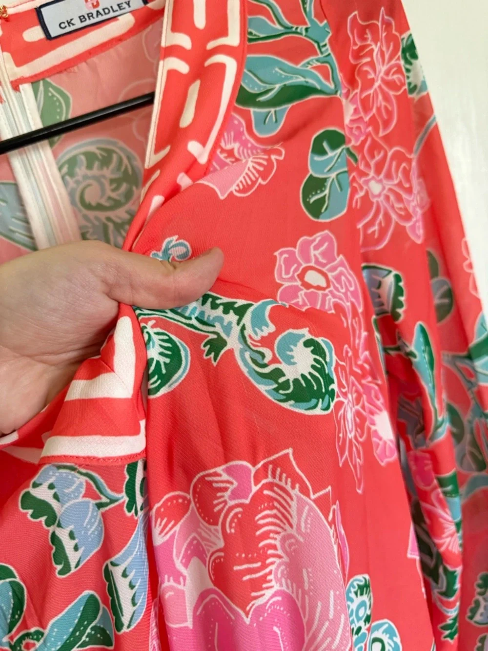 CK Bradley Peppin Caftan Coral Floral Maxi Dress - Picture 9 of 9